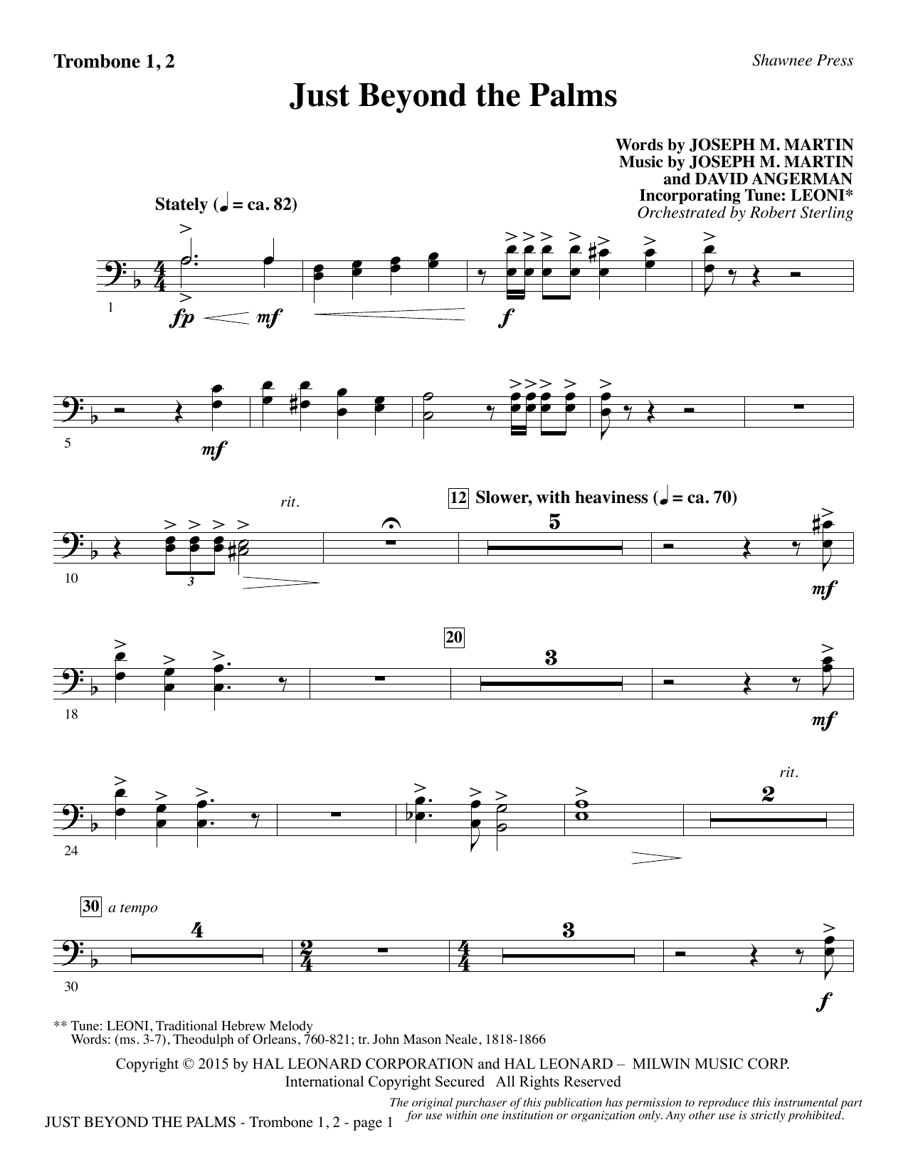 Learn to play Joseph M. Martin Just Beyond the Palms - Trombone 1 & 2 sheet music for Choir Instrumental Pak in minutes. Joseph M. Martin Just Beyond the Palms - Trombone 1 & 2 sheet music preview music notes and score for Choir Instrumental Pak including 2 page(s)