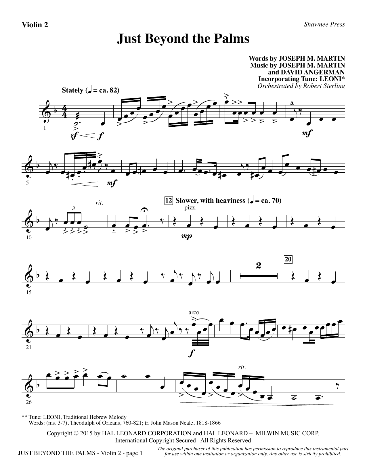 Learn to play Joseph M. Martin Just Beyond the Palms - Violin 2 sheet music for Choir Instrumental Pak in minutes. Joseph M. Martin Just Beyond the Palms - Violin 2 sheet music preview music notes and score for Choir Instrumental Pak including 2 page(s)