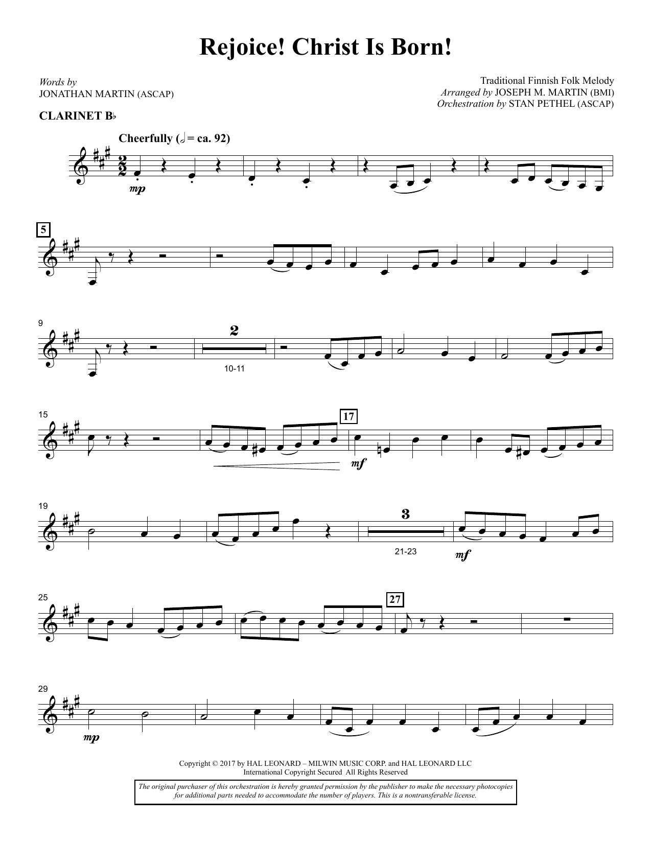 Learn to play Joseph M. Martin Rejoice! Christ Is Born! - Bb Clarinet sheet music for Choir Instrumental Pak in minutes. Joseph M. Martin Rejoice! Christ Is Born! - Bb Clarinet sheet music preview music notes and score for Choir Instrumental Pak including 3 page(s)
