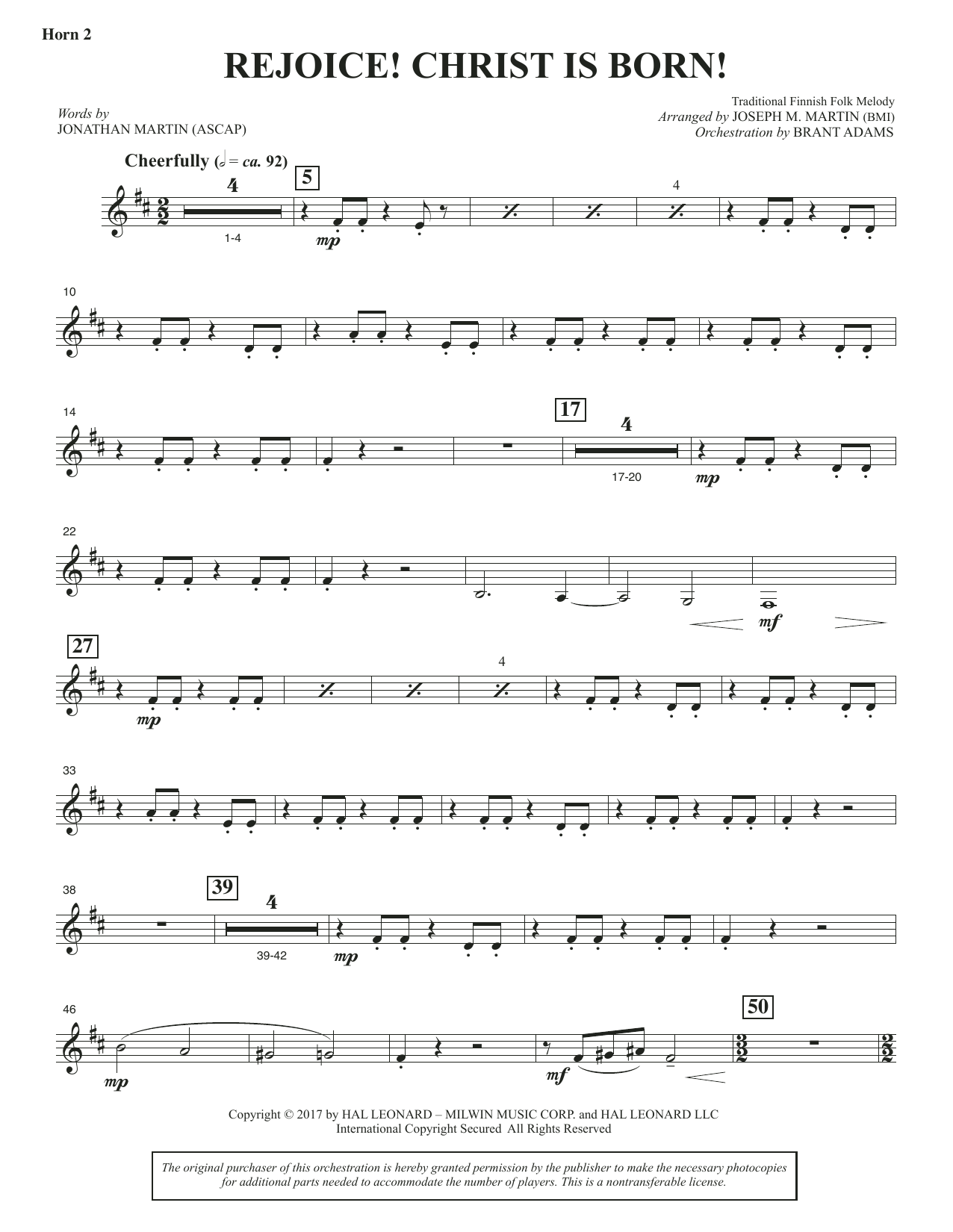 Learn to play Joseph M. Martin Rejoice! Christ Is Born! - F Horn 2 sheet music for Choir Instrumental Pak in minutes. Joseph M. Martin Rejoice! Christ Is Born! - F Horn 2 sheet music preview music notes and score for Choir Instrumental Pak including 2 page(s)