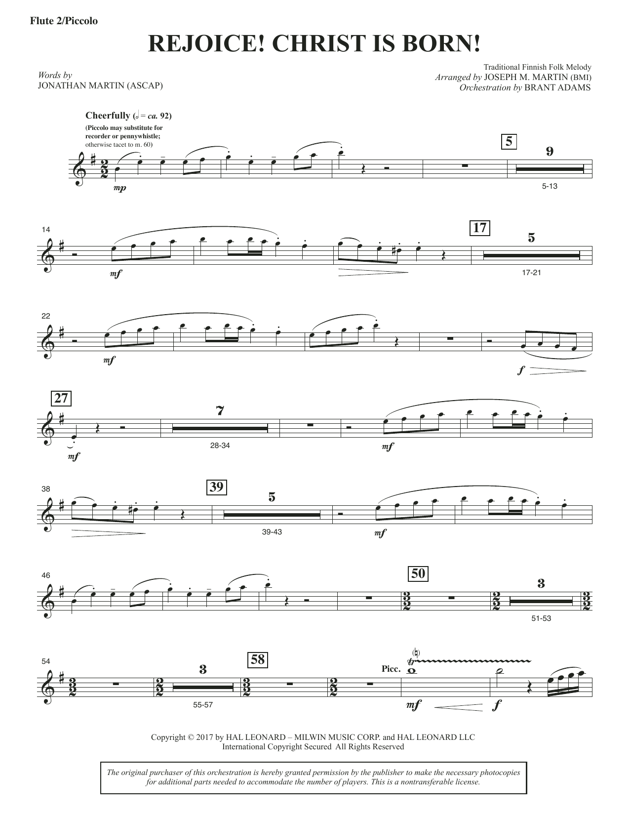 Learn to play Joseph M. Martin Rejoice! Christ Is Born! - Flute 2 (Piccolo) sheet music for Choir Instrumental Pak in minutes. Joseph M. Martin Rejoice! Christ Is Born! - Flute 2 (Piccolo) sheet music preview music notes and score for Choir Instrumental Pak including 2 page(s)