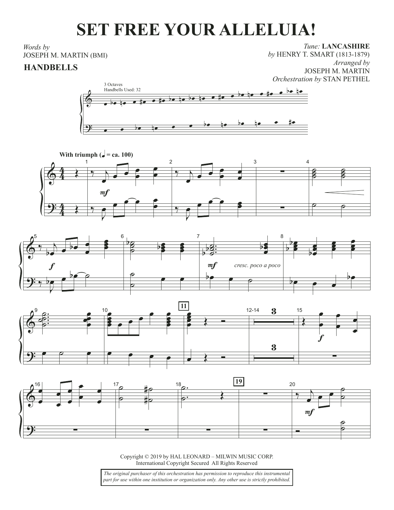 Joseph M. Martin Set Free Your Alleluia! - Handbells sheet music preview music notes and score for Choir Instrumental Pak including 3 page(s)