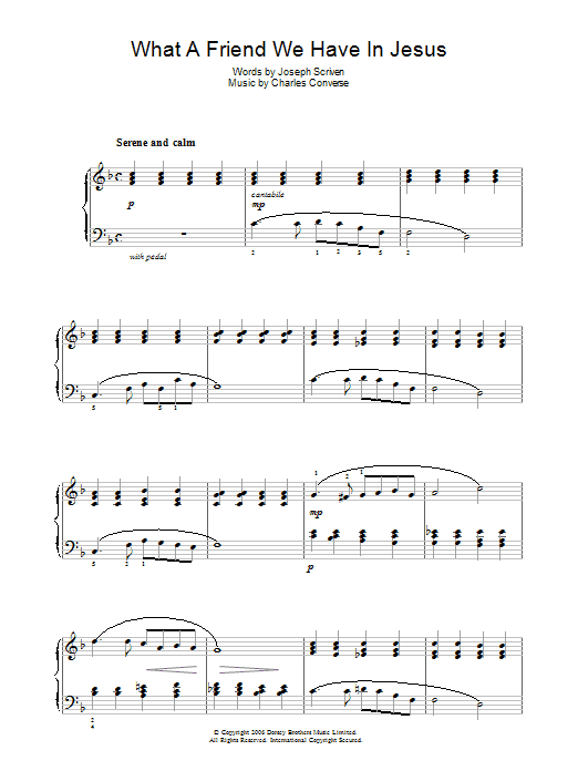 Joseph M. Scriven What A Friend We Have In Jesus sheet music preview music notes and score for Piano including 3 page(s)