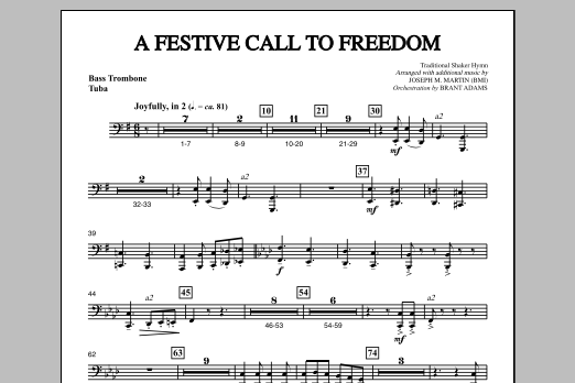 Learn to play Joseph Martin A Festive Call to Freedom - Bass Trombone/Tuba sheet music for Choir Instrumental Pak in minutes. Joseph Martin A Festive Call to Freedom - Bass Trombone/Tuba sheet music notes and chords