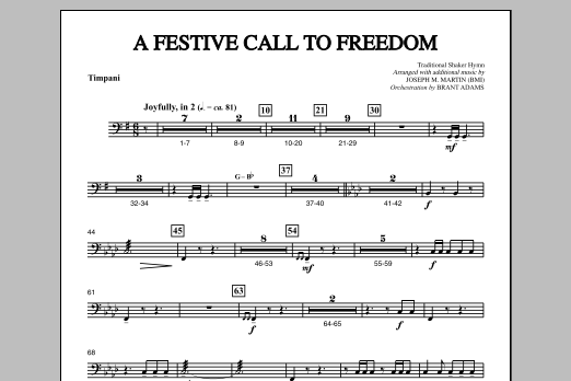 Learn to play Joseph Martin A Festive Call to Freedom - Timpani sheet music for Choir Instrumental Pak in minutes. Joseph Martin A Festive Call to Freedom - Timpani sheet music notes and chords