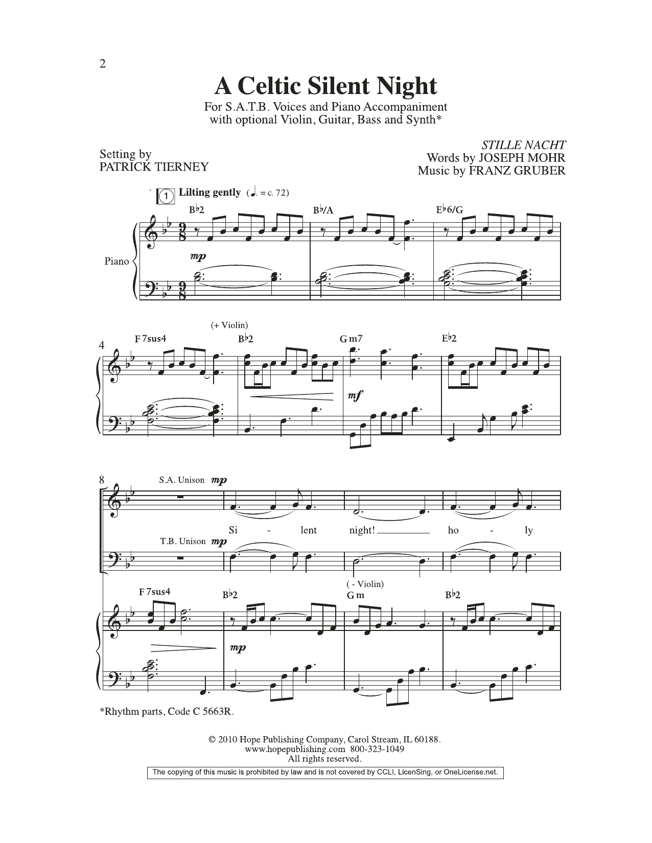 Learn to play Joseph Mohr A Celtic Silent Night sheet music for SATB Choir in minutes. Joseph Mohr A Celtic Silent Night sheet music preview music notes and score for SATB Choir including 11 page(s)