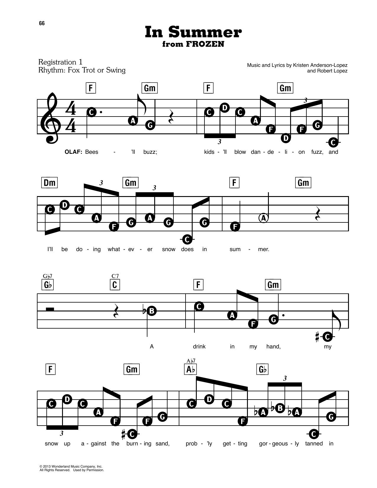 Learn to play Josh Gad In Summer (from Disney's Frozen) sheet music for E-Z Play Today in minutes. Josh Gad In Summer (from Disney's Frozen) sheet music preview music notes and score for E-Z Play Today including 4 page(s)