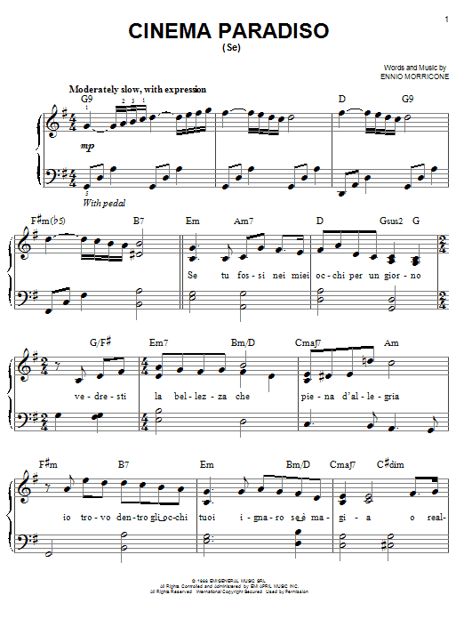 Learn to play Josh Groban Cinema Paradiso sheet music for Easy Piano in minutes. Josh Groban Cinema Paradiso sheet music preview music notes and score for Easy Piano including 4 page(s)