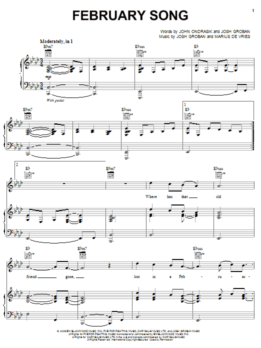 Learn to play Josh Groban February Song sheet music for Easy Piano in minutes. Josh Groban February Song sheet music preview music notes and score for Easy Piano including 9 page(s)