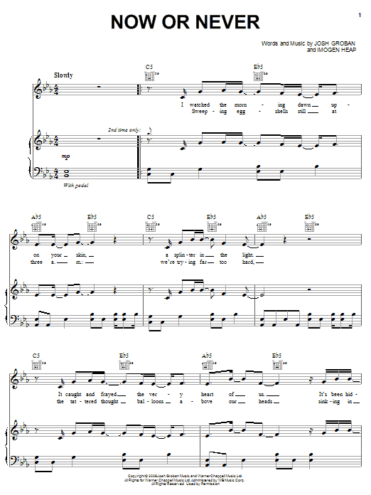 Learn to play Josh Groban Now Or Never sheet music for Easy Piano in minutes. Josh Groban Now Or Never sheet music preview music notes and score for Easy Piano including 4 page(s)