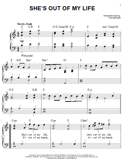 Learn to play Josh Groban She's Out Of My Life sheet music for Easy Piano in minutes. Josh Groban She's Out Of My Life sheet music preview music notes and score for Easy Piano including 4 page(s)