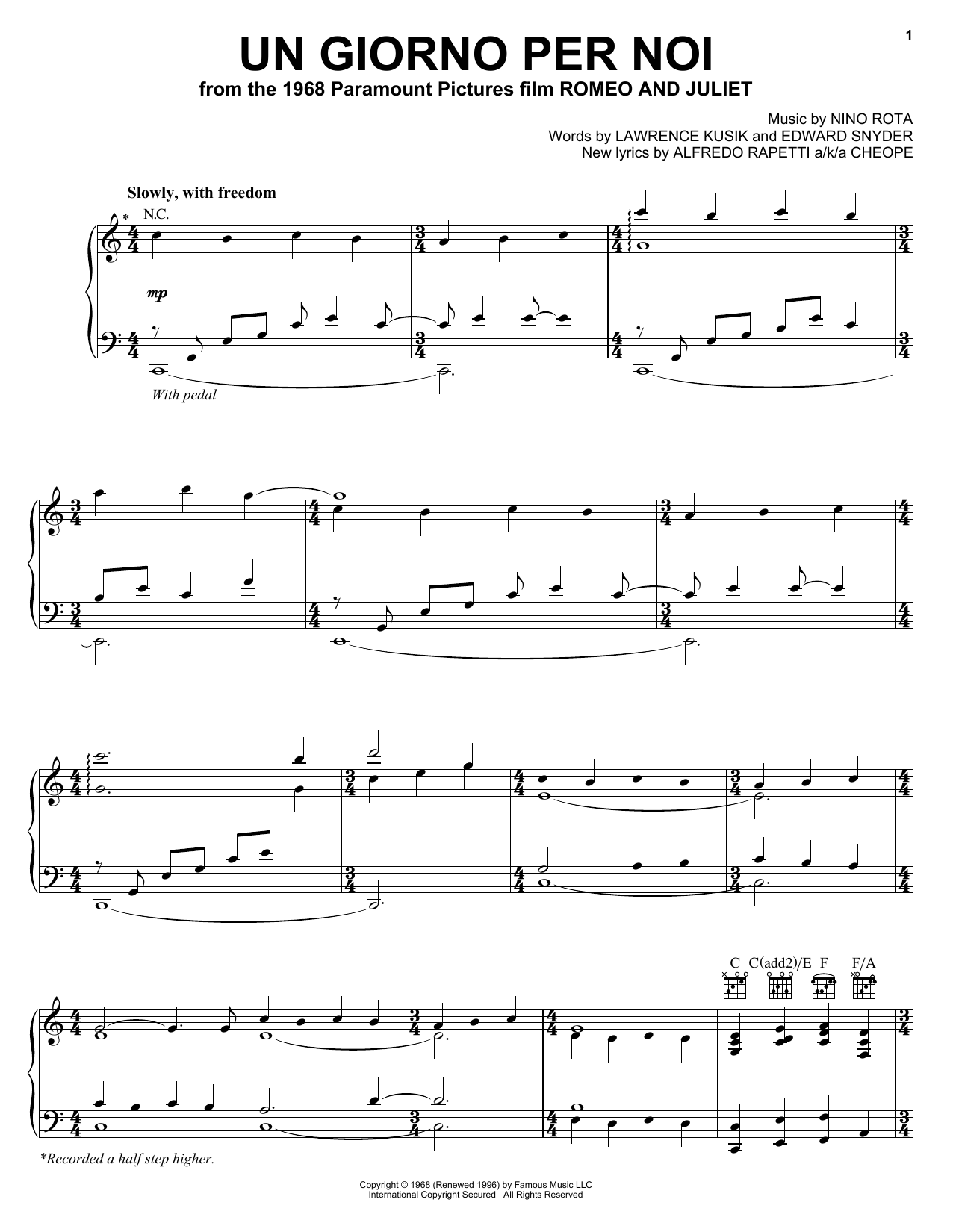 Learn to play Josh Groban Un Giorno Per Noi sheet music for Easy Piano in minutes. Josh Groban Un Giorno Per Noi sheet music preview music notes and score for Easy Piano including 6 page(s)