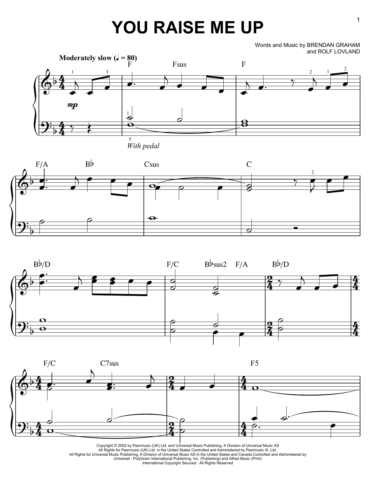 Learn to play Josh Groban You Raise Me Up sheet music for Easy Piano in minutes. Josh Groban You Raise Me Up sheet music preview music notes and score for Easy Piano including 5 page(s)