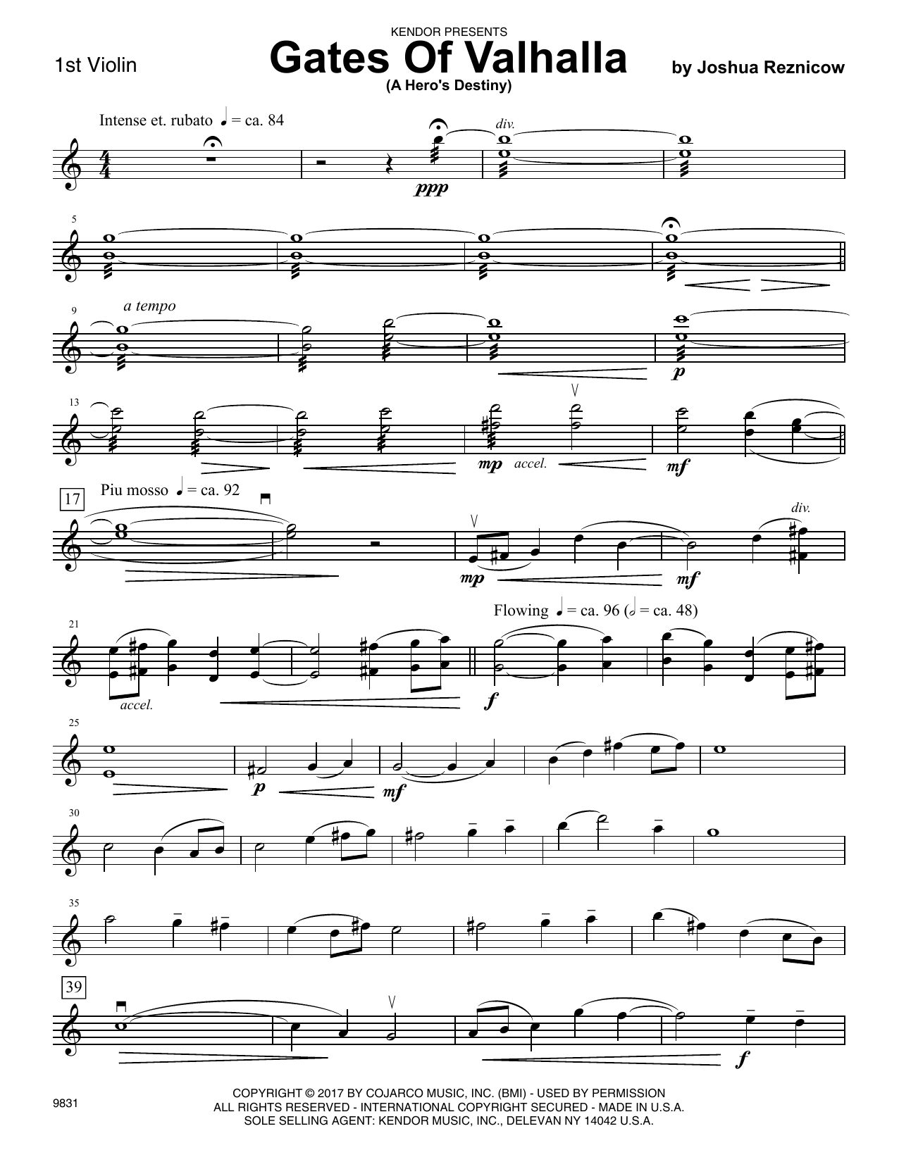 Learn to play Joshua Reznicow Gates Of Valhalla (A Hero's Destiny) - 1st Violin sheet music for Orchestra in minutes. Joshua Reznicow Gates Of Valhalla (A Hero's Destiny) - 1st Violin sheet music preview music notes and score for Orchestra including 3 page(s)
