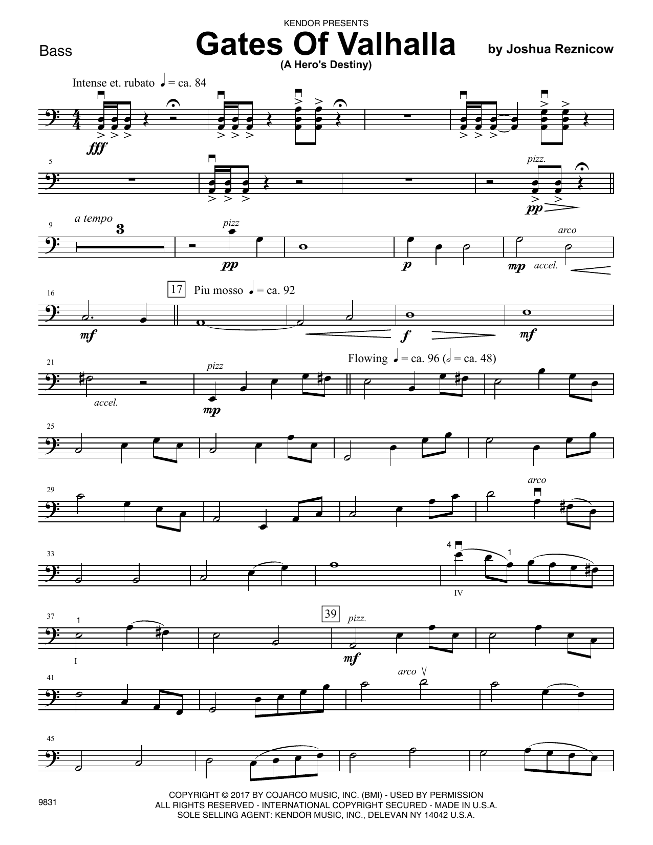 Learn to play Joshua Reznicow Gates Of Valhalla (A Hero's Destiny) - Bass sheet music for Orchestra in minutes. Joshua Reznicow Gates Of Valhalla (A Hero's Destiny) - Bass sheet music preview music notes and score for Orchestra including 3 page(s)