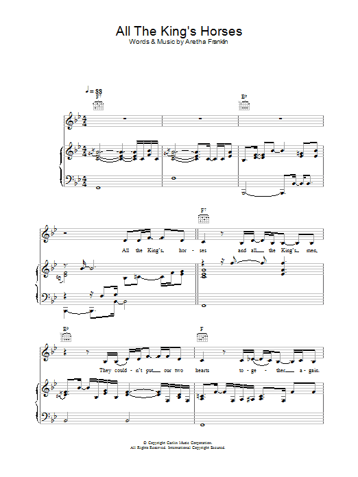 Learn to play Joss Stone All The King's Horses sheet music for Piano, Vocal & Guitar in minutes. Joss Stone All The King's Horses sheet music preview music notes and score for Piano, Vocal & Guitar including 6 page(s)
