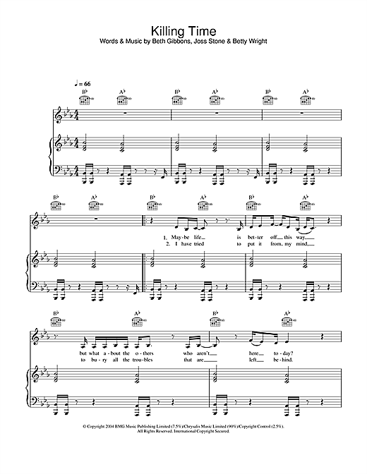 Learn to play Joss Stone Killing Time sheet music for Piano, Vocal & Guitar in minutes. Joss Stone Killing Time sheet music notes and chords