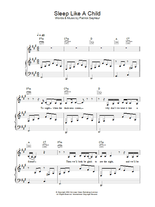 Learn to play Joss Stone Sleep Like A Child sheet music for Piano, Vocal & Guitar in minutes. Joss Stone Sleep Like A Child sheet music preview music notes and score for Piano, Vocal & Guitar including 7 page(s)