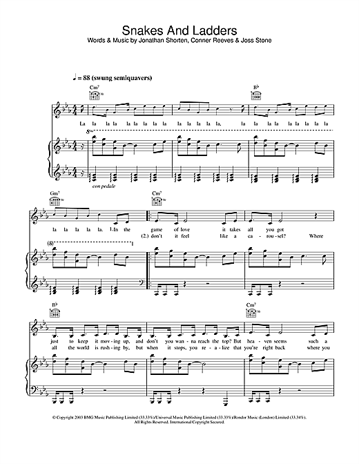 Learn to play Joss Stone Snakes And Ladders sheet music for Piano, Vocal & Guitar in minutes. Joss Stone Snakes And Ladders sheet music notes and chords