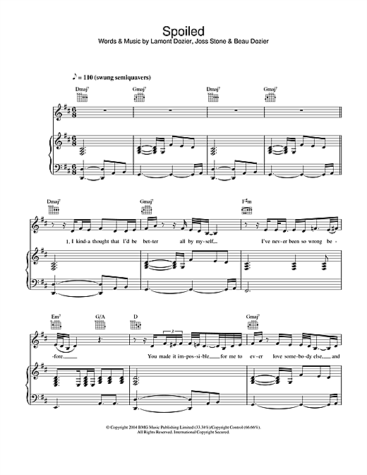 Learn to play Joss Stone Spoiled sheet music for Piano, Vocal & Guitar in minutes. Joss Stone Spoiled sheet music notes and chords