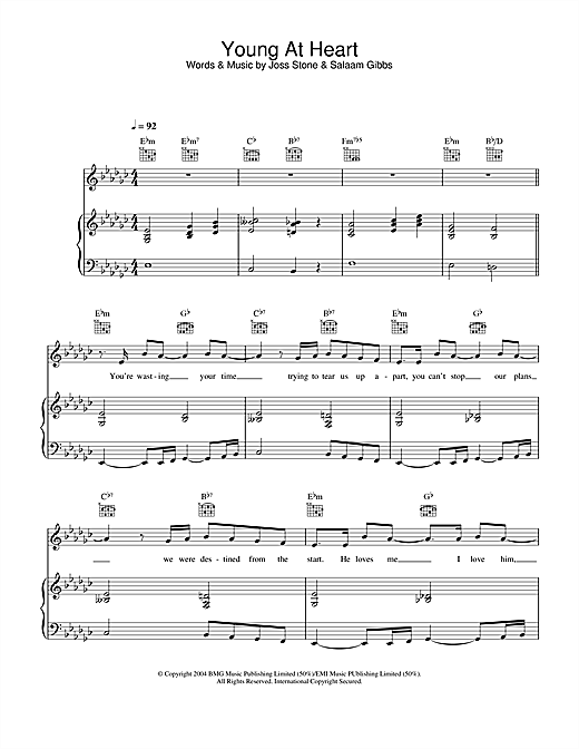 Learn to play Joss Stone Young At Heart sheet music for Piano, Vocal & Guitar in minutes. Joss Stone Young At Heart sheet music notes and chords