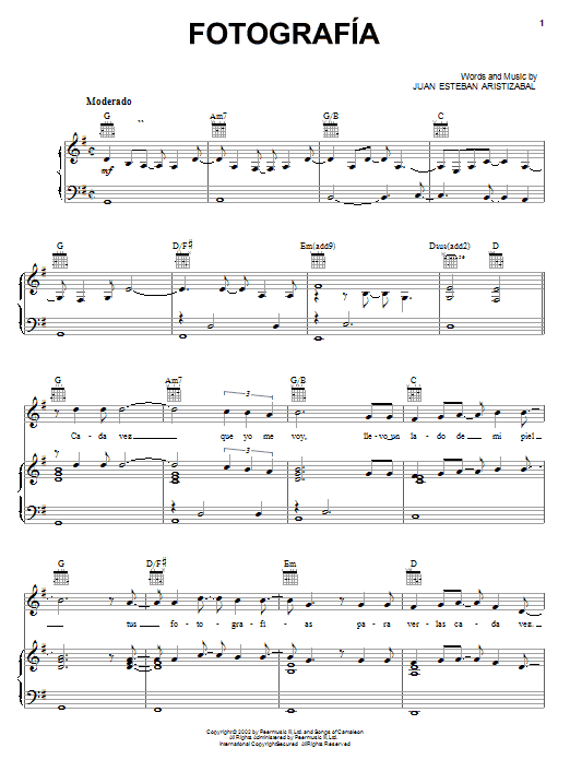 Learn to play Juanes Fotografia sheet music for Guitar Tab in minutes. Juanes Fotografia sheet music preview music notes and score for Guitar Tab including 7 page(s)