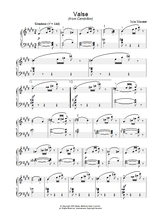 Jules Massenet Valse (from Cendrillon) sheet music preview music notes and score for Piano including 5 page(s)