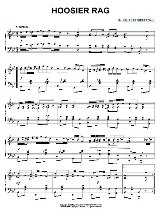 Learn to play Julia Lee Niebergall Hoosier Rag sheet music for Piano in minutes. Julia Lee Niebergall Hoosier Rag sheet music preview music notes and score for Piano including 4 page(s)