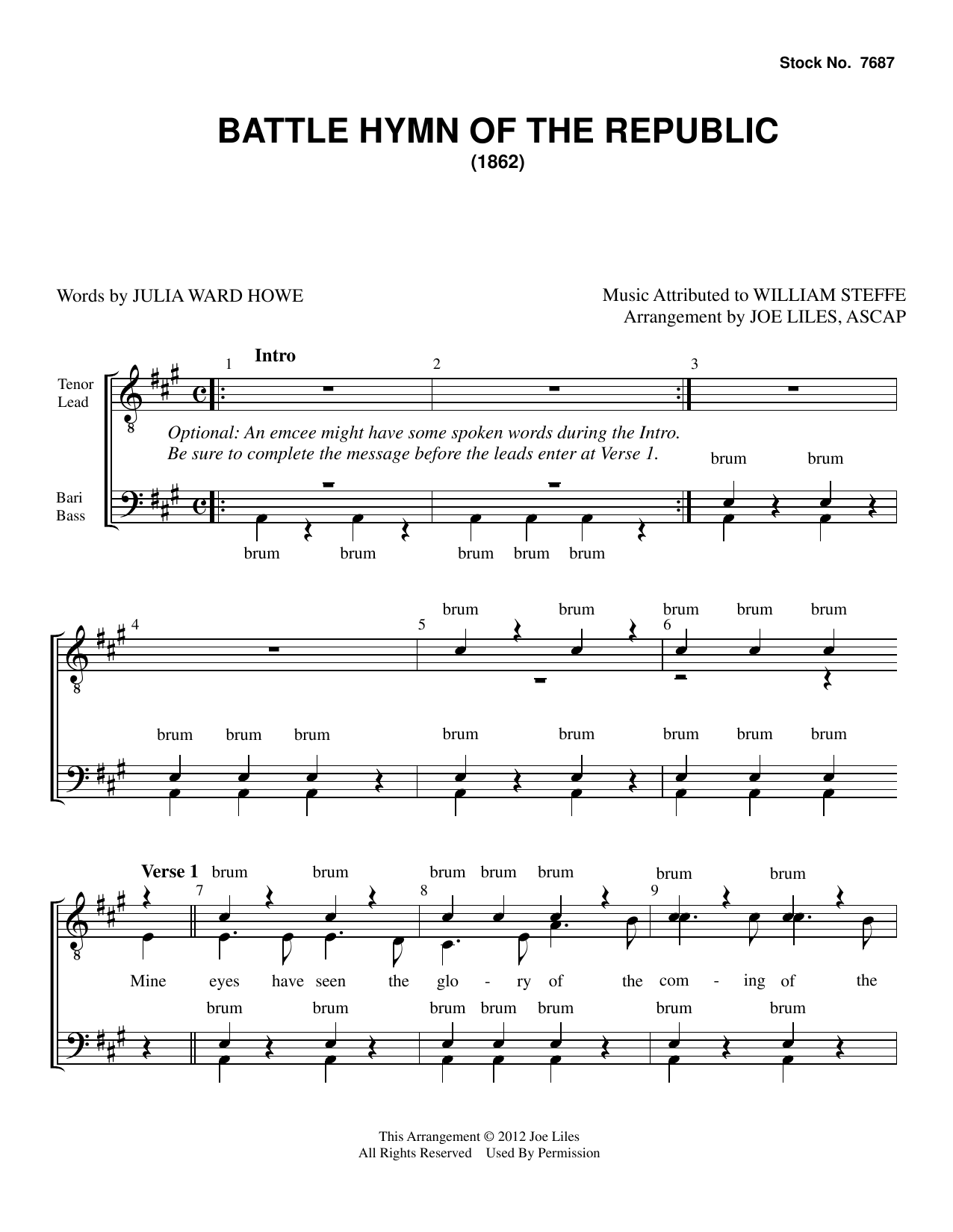 Learn to play Julia Ward Howe The Battle Hymn of the Republic (arr. Joe Liles) sheet music for TTBB Choir in minutes. Julia Ward Howe The Battle Hymn of the Republic (arr. Joe Liles) sheet music preview music notes and score for TTBB Choir including 7 page(s)