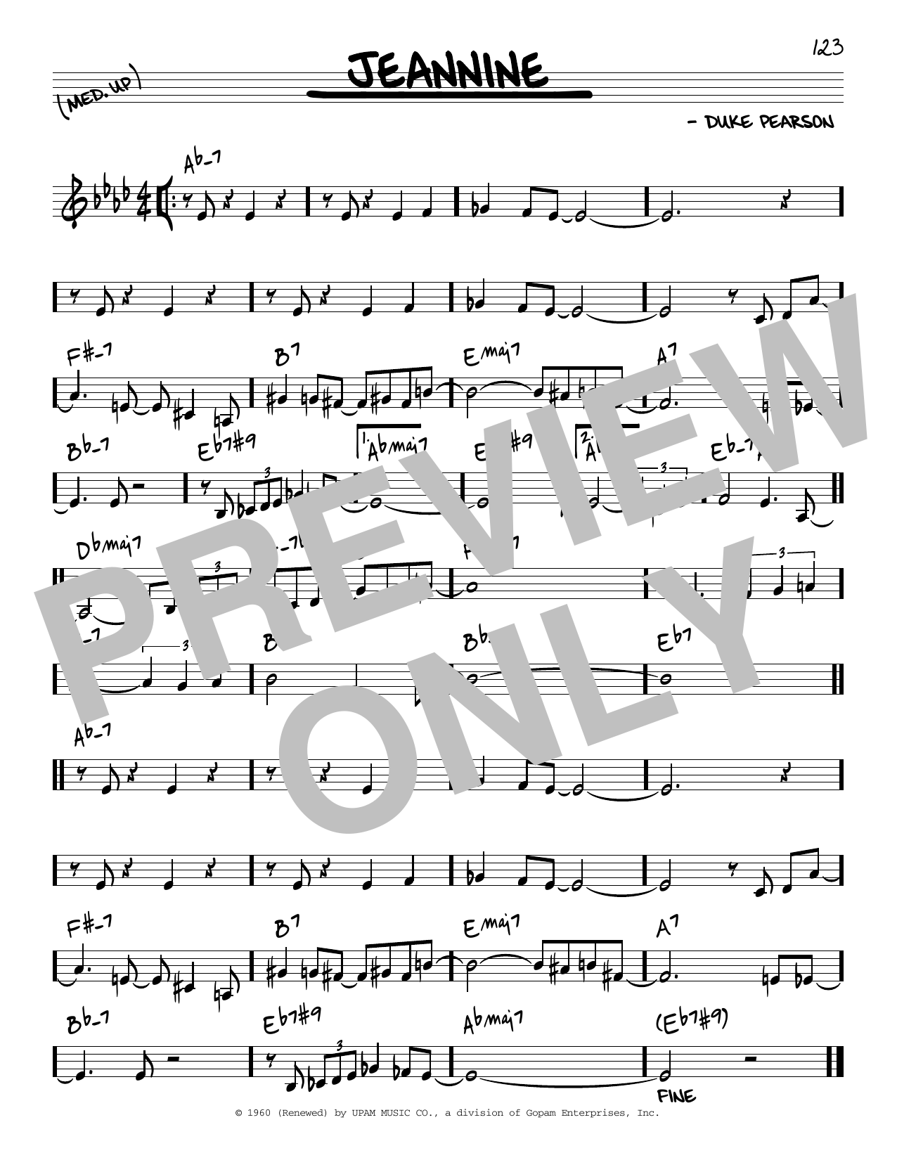 Cannonball Adderley Jeannine sheet music, chords, lyrics - Printable PDF for Real Book – Melody & Chords