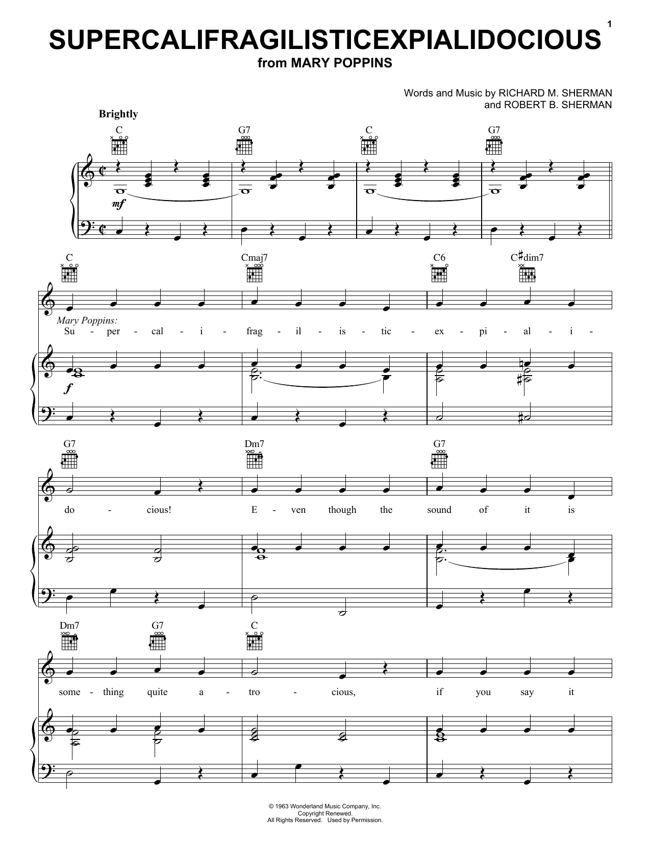 Learn to play Julie Andrews Supercalifragilisticexpialidocious (from Mary Poppins) sheet music for Easy Piano in minutes. Julie Andrews Supercalifragilisticexpialidocious (from Mary Poppins) sheet music preview music notes and score for Easy Piano including 3 page(s)