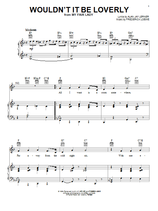 Learn to play Julie Andrews Wouldn't It Be Loverly sheet music for Piano, Vocal & Guitar (Right-Hand Melody) in minutes. Julie Andrews Wouldn't It Be Loverly sheet music notes and chords