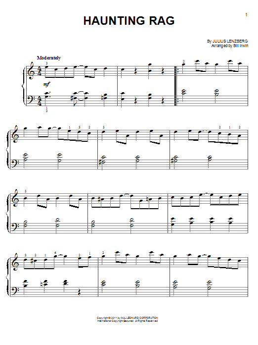 Learn to play Julius Lenzberg Haunting Rag sheet music for Easy Piano in minutes. Julius Lenzberg Haunting Rag sheet music preview music notes and score for Easy Piano including 4 page(s)