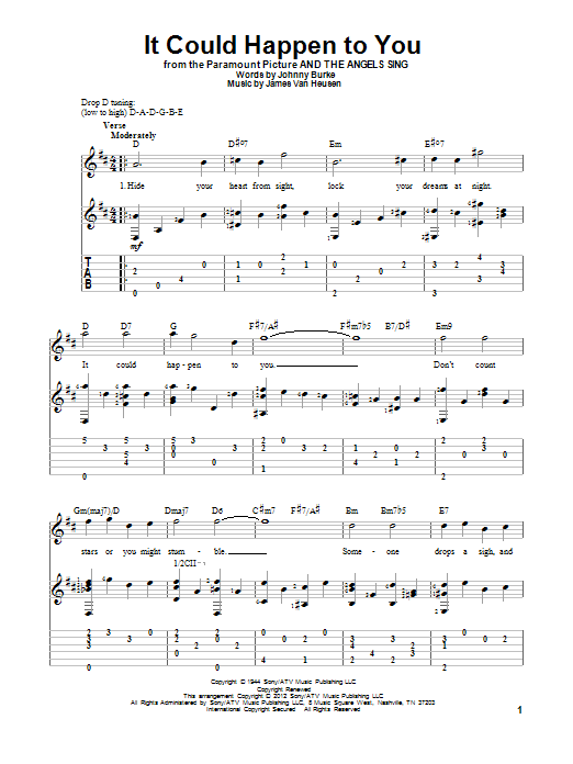 Learn to play June Christy It Could Happen To You sheet music for Guitar Tab in minutes. June Christy It Could Happen To You sheet music preview music notes and score for Guitar Tab including 2 page(s)