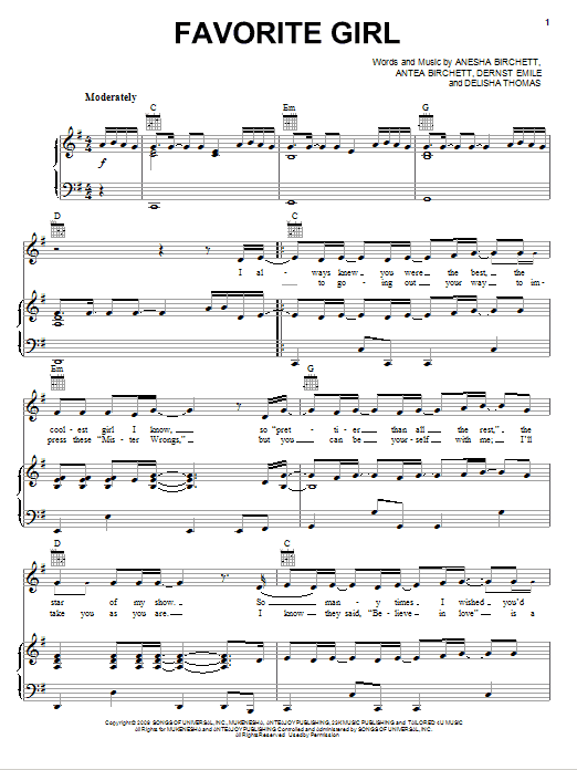 Learn to play Justin Bieber Favorite Girl sheet music for Easy Piano in minutes. Justin Bieber Favorite Girl sheet music preview music notes and score for Easy Piano including 6 page(s)