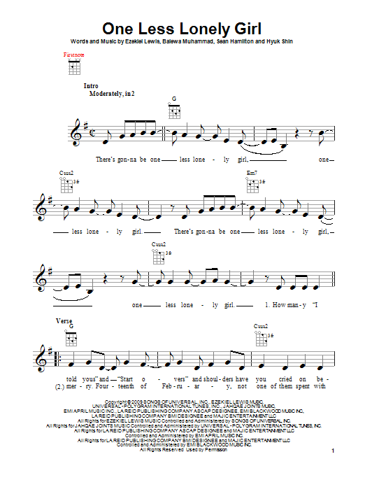 Justin Bieber One Less Lonely Girl Sheet Music Download Pdf Score 77640