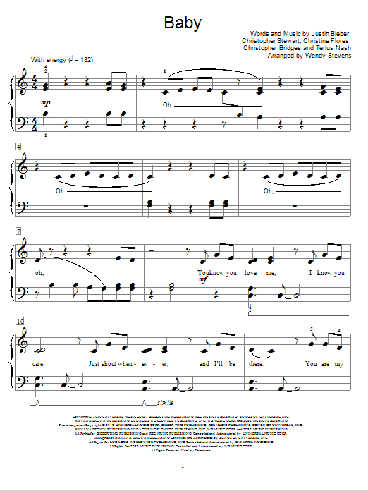 Learn to play Justin Bieber Baby (feat. Ludacris) sheet music for Easy Piano in minutes. Justin Bieber Baby (feat. Ludacris) sheet music preview music notes and score for Easy Piano including 6 page(s)