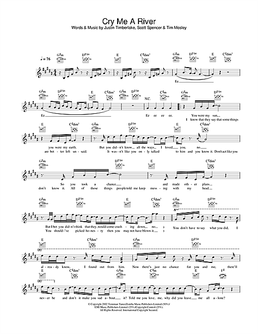 Learn to play Justin Timberlake Cry Me A River sheet music for Alto Saxophone in minutes. Justin Timberlake Cry Me A River sheet music notes and chords