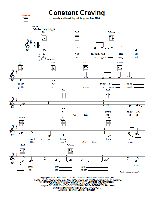Learn to play k.d. lang Constant Craving sheet music for Flute in minutes. k.d. lang Constant Craving sheet music notes and chords