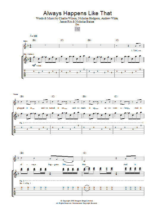 Learn to play Kaiser Chiefs Always Happens Like That sheet music for Guitar Tab in minutes. Kaiser Chiefs Always Happens Like That sheet music preview music notes and score for Guitar Tab including 4 page(s)