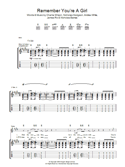 Learn to play Kaiser Chiefs Remember You're A Girl sheet music for Guitar Tab in minutes. Kaiser Chiefs Remember You're A Girl sheet music preview music notes and score for Guitar Tab including 3 page(s)