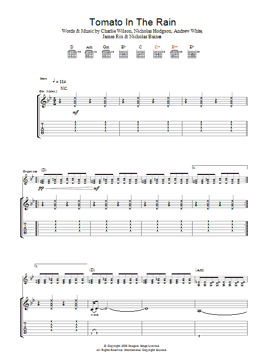 Learn to play Kaiser Chiefs Tomato In The Rain sheet music for Guitar Tab in minutes. Kaiser Chiefs Tomato In The Rain sheet music preview music notes and score for Guitar Tab including 5 page(s)