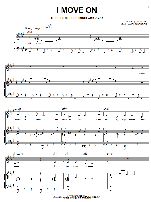 Learn to play Kander & Ebb I Move On sheet music for Piano & Vocal in minutes. Kander & Ebb I Move On sheet music preview music notes and score for Piano & Vocal including 5 page(s)