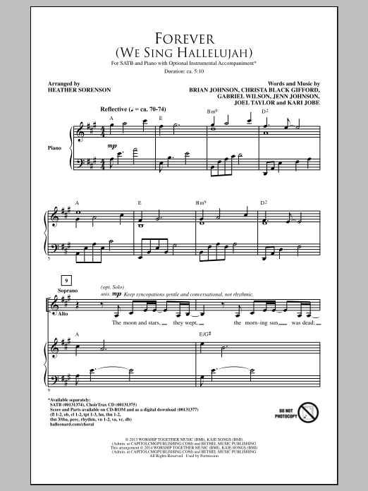 Brian Johnson Forever (We Sing Hallelujah) (arr. Heather Sorenson) sheet music, chords, lyrics - Printable PDF for SATB