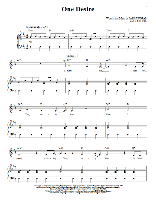 Learn to play Kari Jobe One Desire sheet music for Piano, Vocal & Guitar (Right-Hand Melody) in minutes. Kari Jobe One Desire sheet music preview music notes and score for Piano, Vocal & Guitar (Right-Hand Melody) including 8 page(s)
