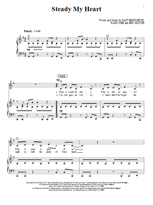 Learn to play Kari Jobe Steady My Heart sheet music for Piano, Vocal & Guitar (Right-Hand Melody) in minutes. Kari Jobe Steady My Heart sheet music preview music notes and score for Piano, Vocal & Guitar (Right-Hand Melody) including 5 page(s)