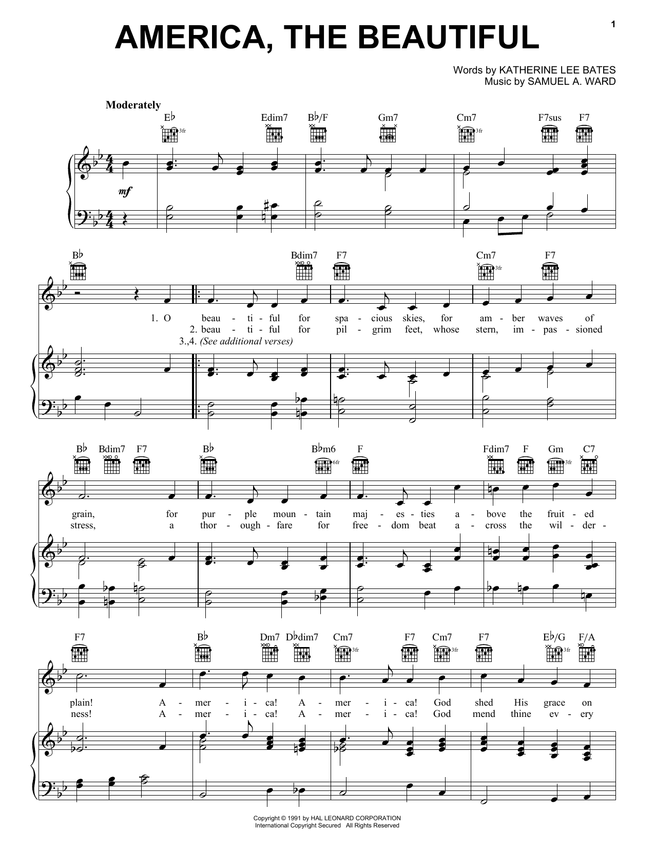 Learn to play Katharine Lee Bates America, The Beautiful sheet music for Easy Piano in minutes. Katharine Lee Bates America, The Beautiful sheet music preview music notes and score for Easy Piano including 2 page(s)