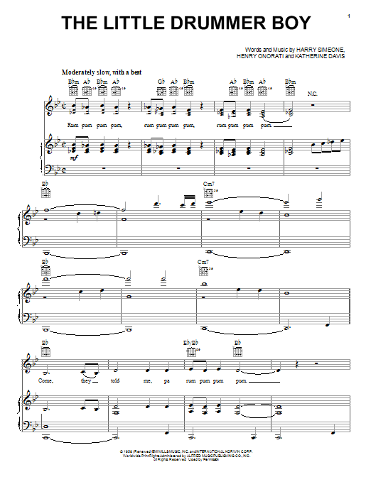 Learn to play Katherine K. Davis The Little Drummer Boy sheet music for Piano, Vocal & Guitar (Right-Hand Melody) in minutes. Katherine K. Davis The Little Drummer Boy sheet music preview music notes and score for Piano, Vocal & Guitar (Right-Hand Melody) including 6 page(s)