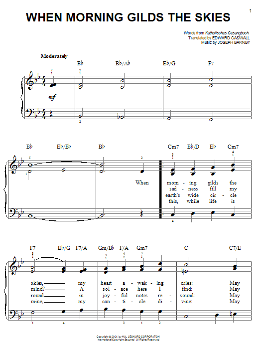 Learn to play Joseph Barnby When Morning Gilds The Skies sheet music for Easy Piano in minutes. Joseph Barnby When Morning Gilds The Skies sheet music preview music notes and score for Easy Piano including 2 page(s)