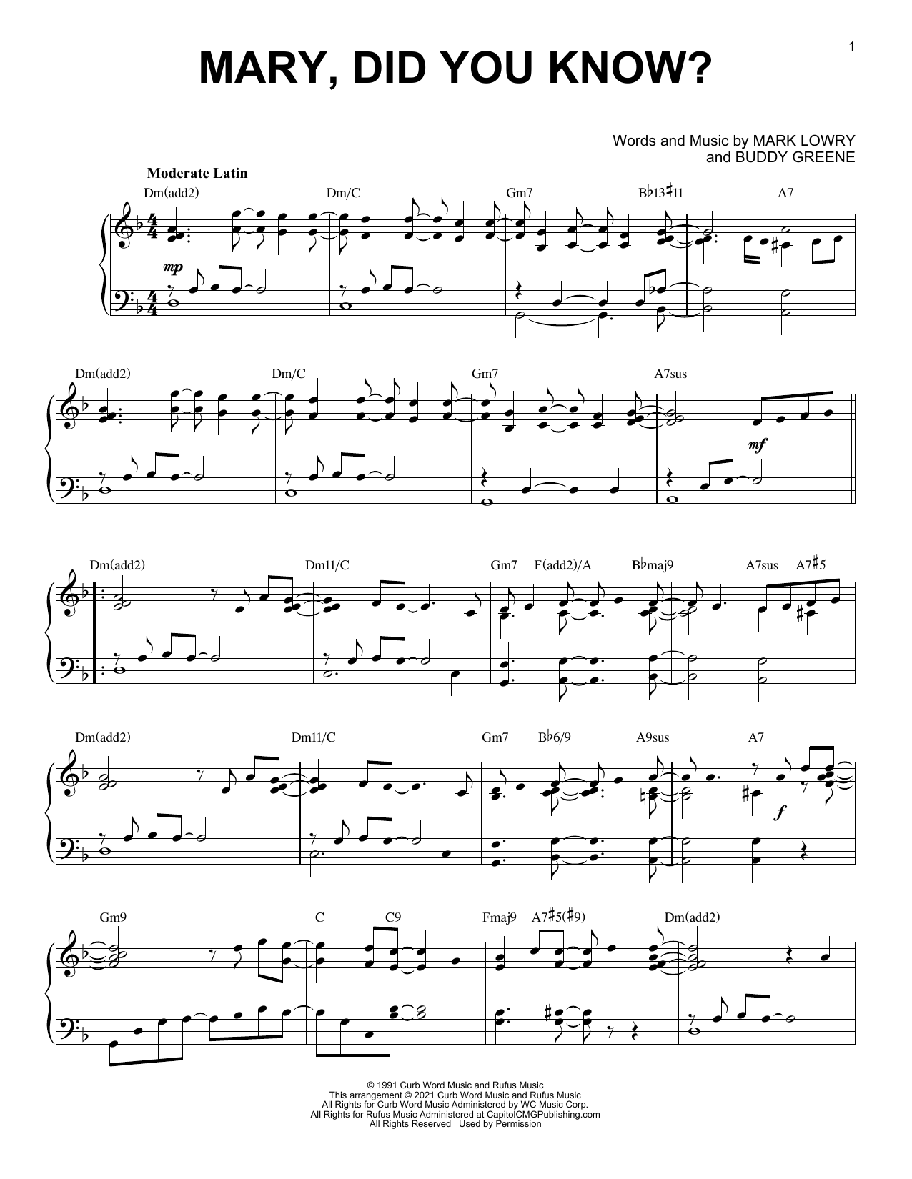 Kathy Mattea Mary, Did You Know? [Jazz version] (arr. Brent Edstrom) sheet music, chords, lyrics - Printable PDF for Piano Solo